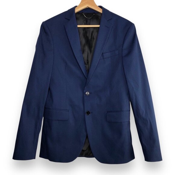 ZARA Mens Navy Blue Blazer Jacket US 36/EU 46 Preppy Academia Business Casual - Picture 1 of 8